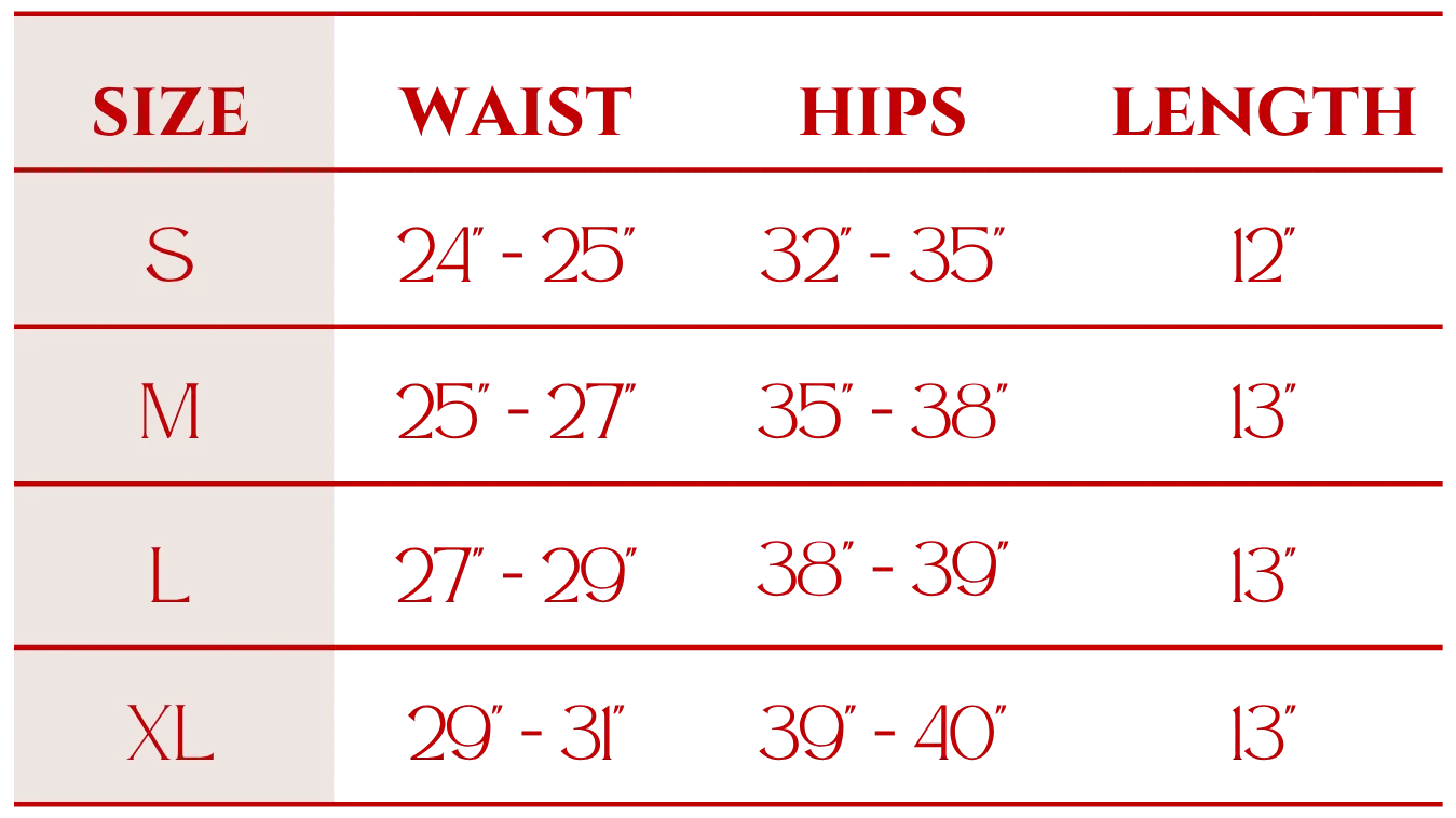 Cloud-Touch Shorts size and fit guide